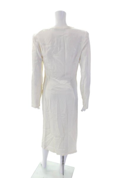 Valentina Kova Womens Ruched Detail Long Sleeve Zippered Maxi Dress White Size M
