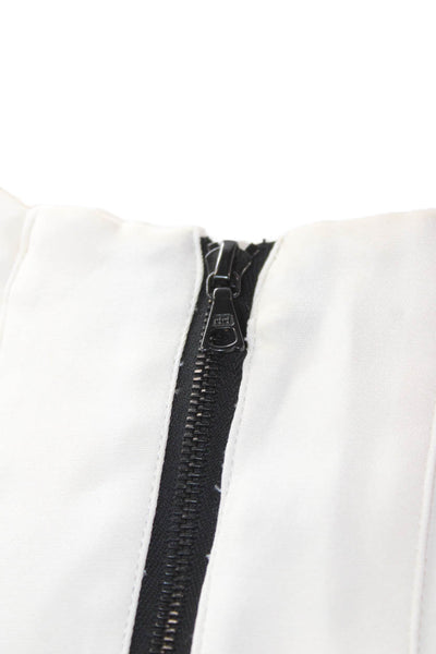 Valentina Kova Womens Ruched Detail Long Sleeve Zippered Maxi Dress White Size M