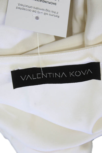 Valentina Kova Womens Ruched Detail Long Sleeve Zippered Maxi Dress White Size M