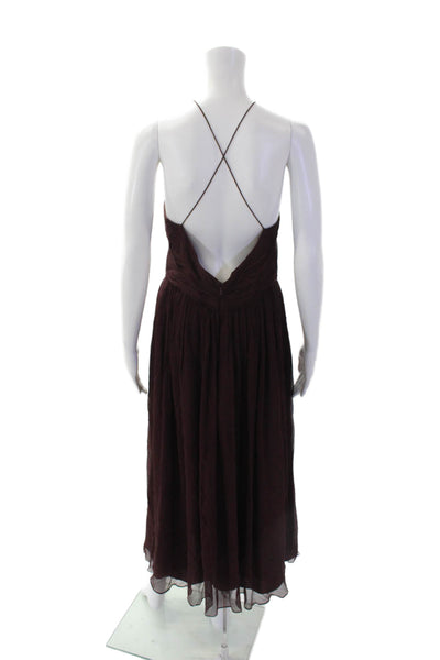Valentina Kova Womens Ruched Detail Long Sleeve Zippered Maxi Dress White Size M