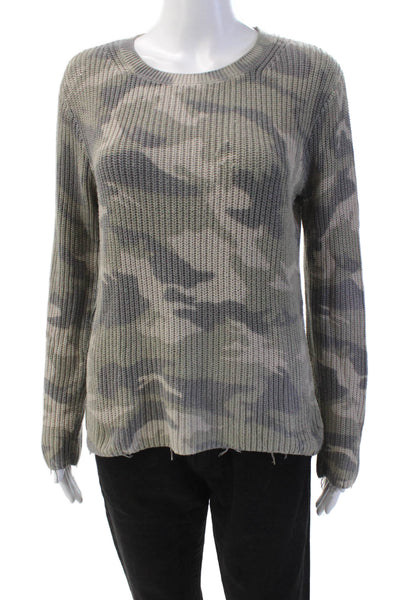 Generation Love Womens Cotton Knitted Crew Neck Camouflage Sweater Green Size S