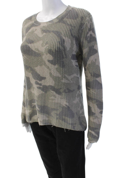 Generation Love Womens Cotton Knitted Crew Neck Camouflage Sweater Green Size S