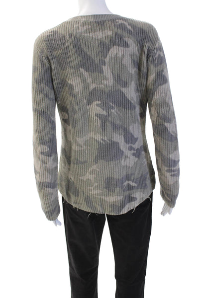 Generation Love Womens Cotton Knitted Crew Neck Camouflage Sweater Green Size S