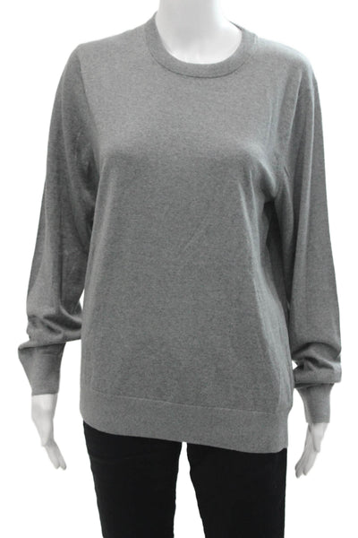 Theory Women's Long Sleeves Round Neck Pullover Sweater Gray Size M
