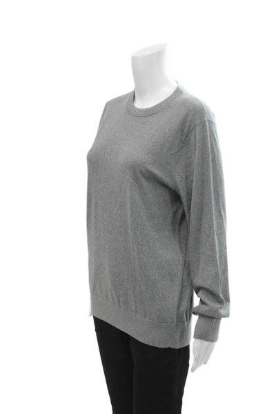 Theory Women's Long Sleeves Round Neck Pullover Sweater Gray Size M