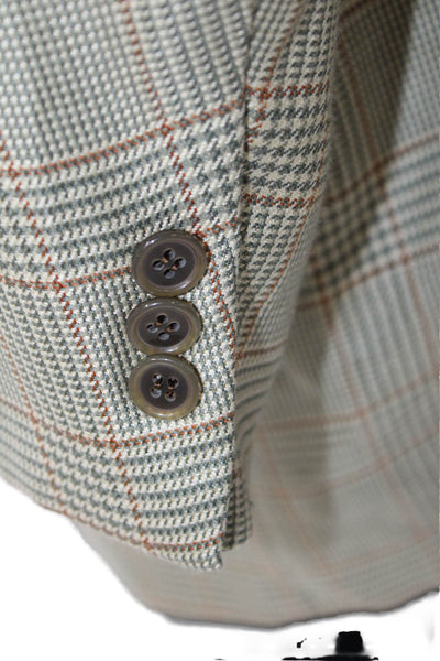 Designer Women's Collared Long Sleeves Lined One Button Plaid Jacket Size 46