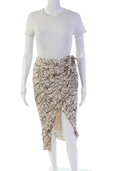 Jonathan Simkhai Women's Hook Closure Lined Cinch Wrap Midi Floral Skirt Size 2