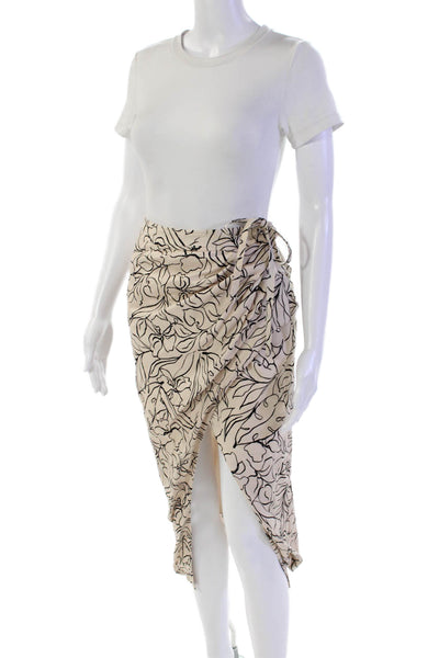 Jonathan Simkhai Women's Hook Closure Lined Cinch Wrap Midi Floral Skirt Size 2