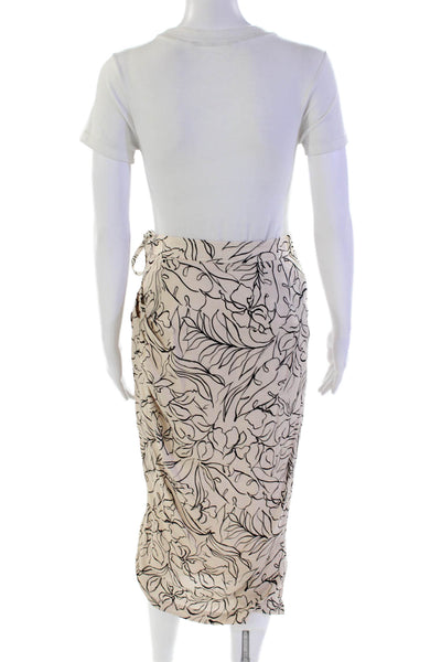 Jonathan Simkhai Women's Hook Closure Lined Cinch Wrap Midi Floral Skirt Size 2