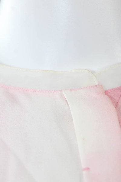 Elie Tahari Womens Silk Tie Dye Long Sleeve Button Up Blouse Top Pink Size M