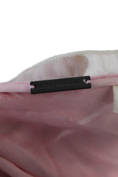 Elie Tahari Womens Silk Tie Dye Long Sleeve Button Up Blouse Top Pink Size M