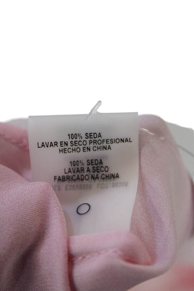 Elie Tahari Womens Silk Tie Dye Long Sleeve Button Up Blouse Top Pink Size M