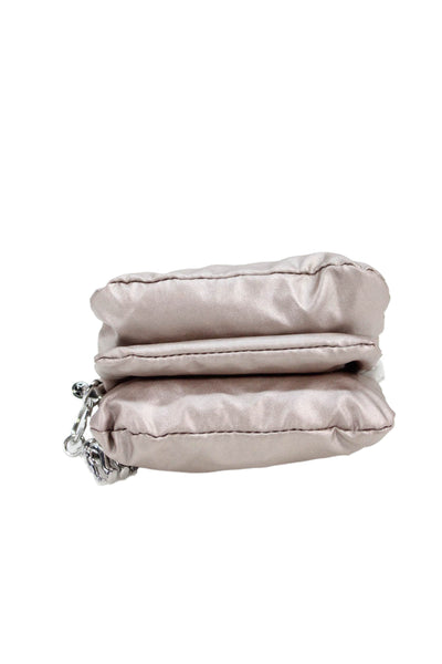 Kipling Womens Zippered Monkey Keychain Pouch Handbag Beige Size Extra Small