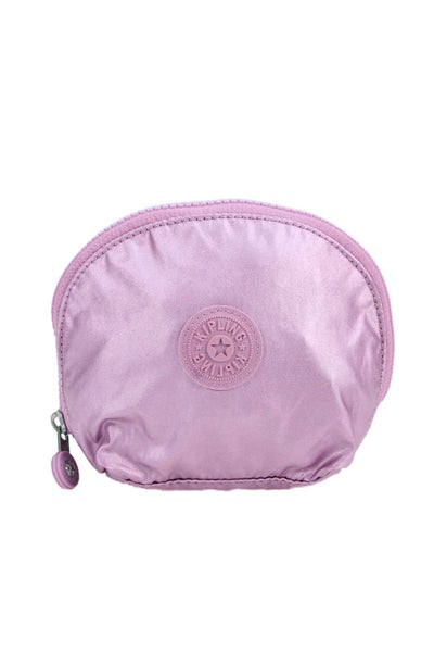 Kipling Womens Zippered Monkey Keychain Pouch Handbag Purple Size Extra Small