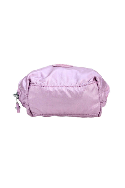 Kipling Womens Zippered Monkey Keychain Pouch Handbag Purple Size Extra Small