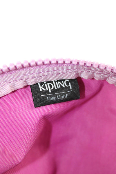 Kipling Womens Zippered Monkey Keychain Pouch Handbag Purple Size Extra Small