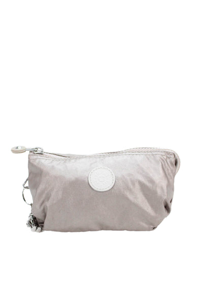 Kipling Womens Creativity Zip Monkey Keychain Pouch Handbag Beige Size Small