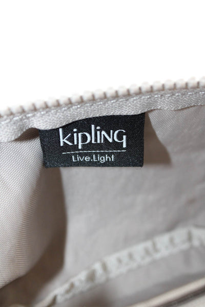 Kipling Womens Creativity Zip Monkey Keychain Pouch Handbag Beige Size Small