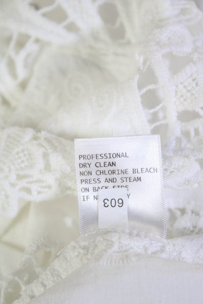 Cynthia Rowley Women's Round Neck Sleeveless Embroidered Blouse White Size M