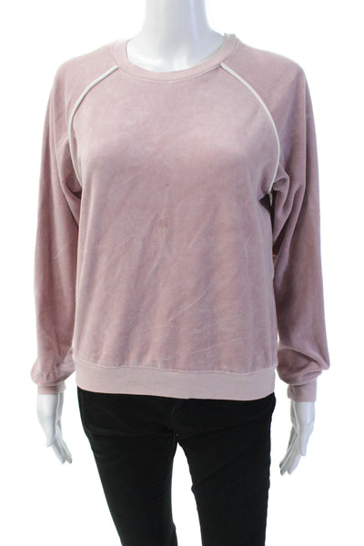 Birds of Paradis Womens Long Sleeve Scoop Neck Velour Sweatshirt Pink Size XS