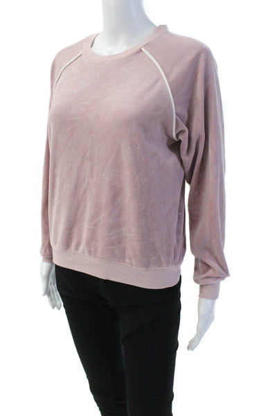 Birds of Paradis Womens Long Sleeve Scoop Neck Velour Sweatshirt Pink Size XS