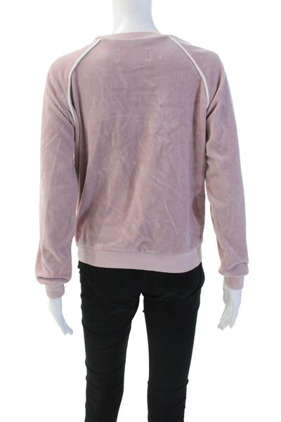Birds of Paradis Womens Long Sleeve Scoop Neck Velour Sweatshirt Pink Size XS