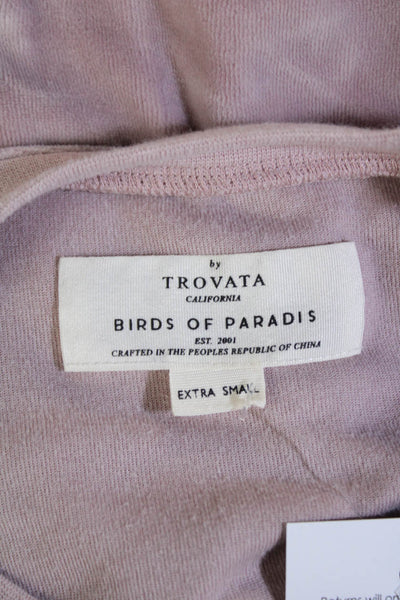 Birds of Paradis Womens Long Sleeve Scoop Neck Velour Sweatshirt Pink Size XS