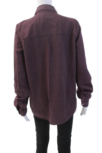 Ba&Sh Womens Button Front Long Sleeve Collared Shirt Purple Cotton Size 2