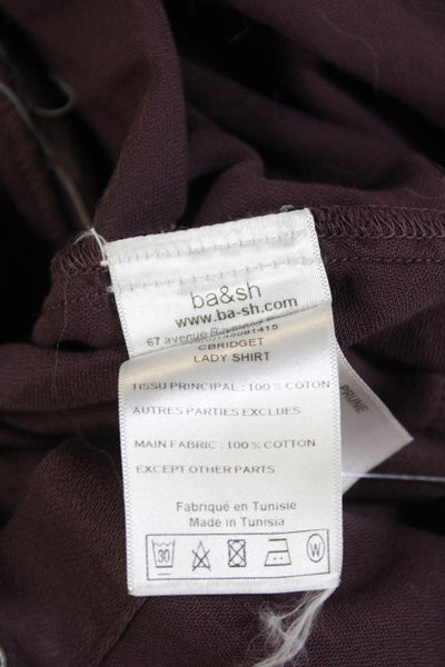 Ba&Sh Womens Button Front Long Sleeve Collared Shirt Purple Cotton Size 2