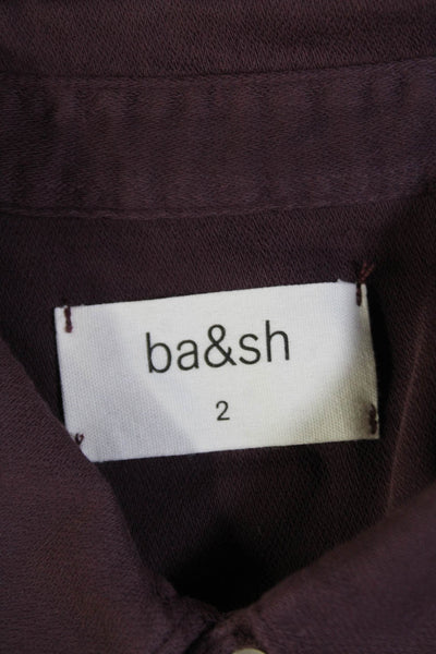 Ba&Sh Womens Button Front Long Sleeve Collared Shirt Purple Cotton Size 2