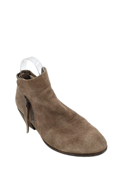 Sam Edelman Womens Side Zip Block Heel Round Toe Booties Brown Suede Size 7.5