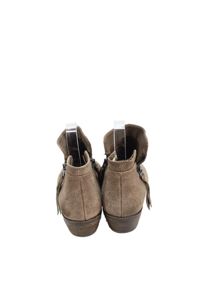 Sam Edelman Womens Side Zip Block Heel Round Toe Booties Brown Suede Size 7.5