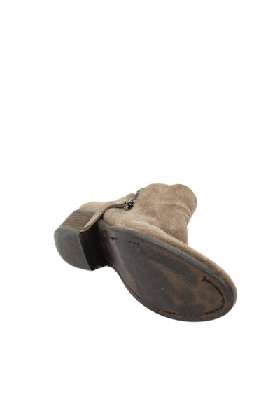 Sam Edelman Womens Side Zip Block Heel Round Toe Booties Brown Suede Size 7.5