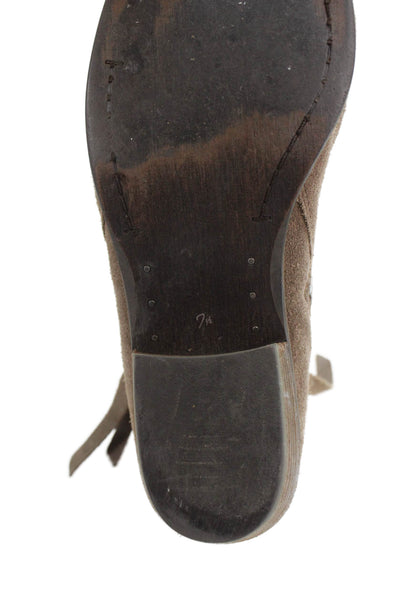 Sam Edelman Womens Side Zip Block Heel Round Toe Booties Brown Suede Size 7.5
