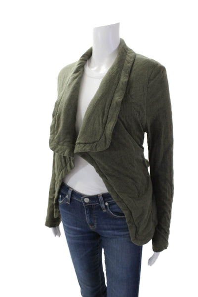 BCBGMAXAZRIA Womens Cotton Long Sleeve Open Front Tie Top Green Size M