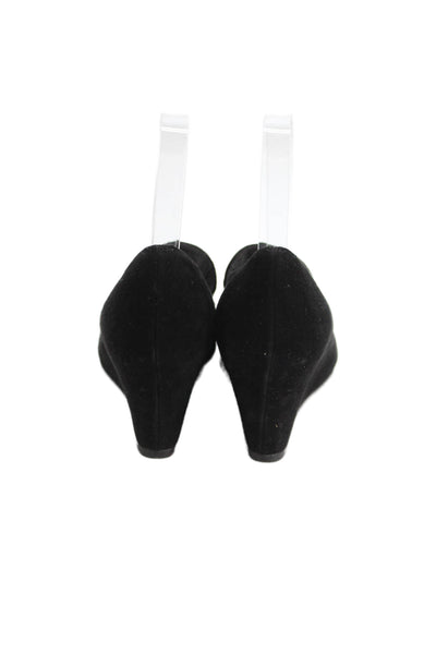 Stuart Weitzman Womens Leather Round Closed Toe Wedge Heels Black Size 7