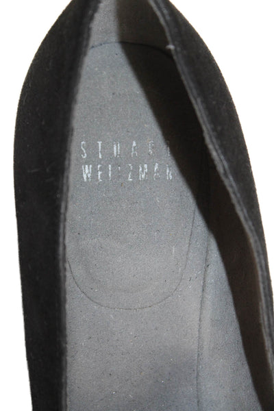 Stuart Weitzman Womens Leather Round Closed Toe Wedge Heels Black Size 7