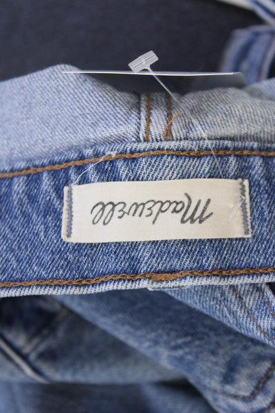 Madewell Women's Midrise Medium Wash Fringe Straight Leg Denim Pants 27