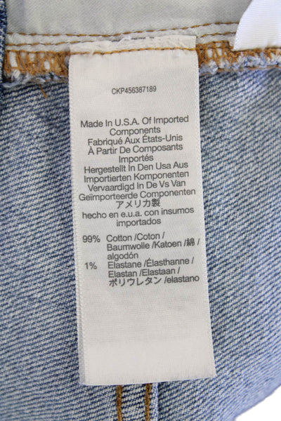 Madewell Women's Midrise Medium Wash Fringe Straight Leg Denim Pants 27