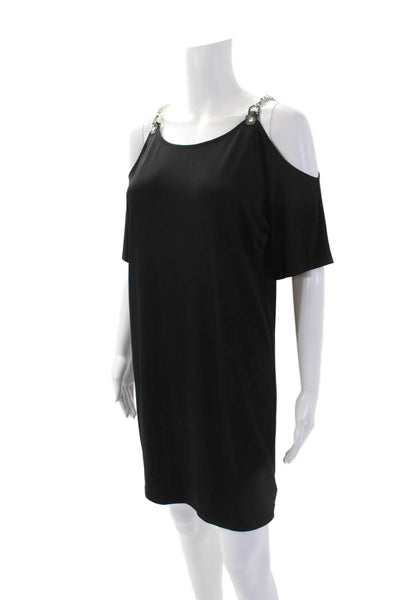 Michael Michael Kors Womens Short Sleeve Sheath Mini Dress Black Size S