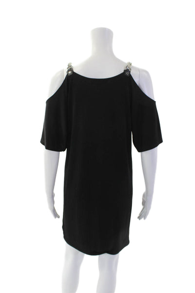 Michael Michael Kors Womens Short Sleeve Sheath Mini Dress Black Size S
