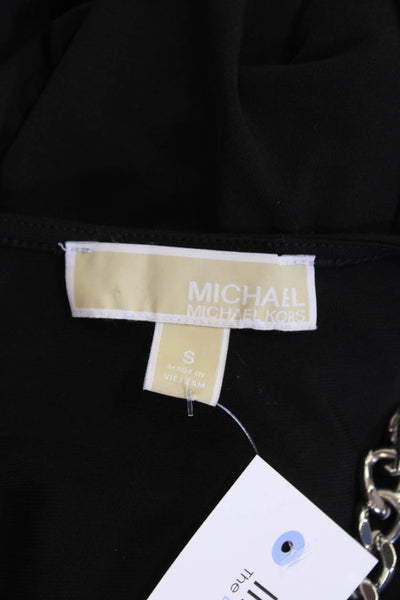 Michael Michael Kors Womens Short Sleeve Sheath Mini Dress Black Size S