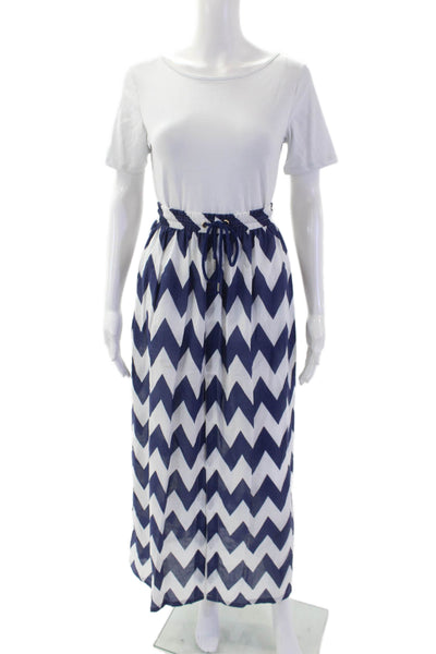 Cynthia Rowley Womens Chevron Print Stretch Casual Midi Skirt White Size S