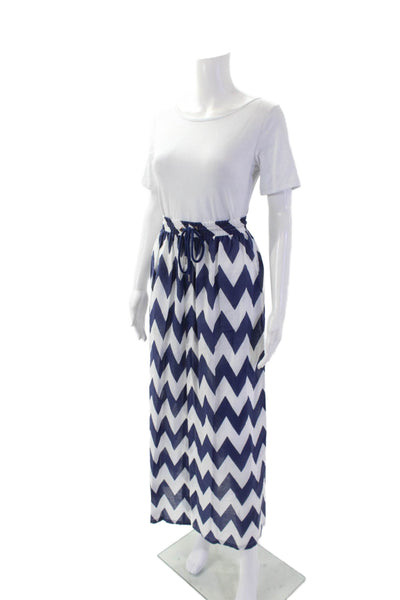 Cynthia Rowley Womens Chevron Print Stretch Casual Midi Skirt White Size S