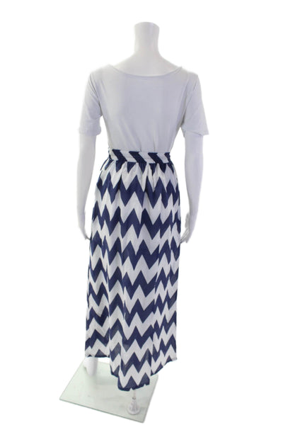 Cynthia Rowley Womens Chevron Print Stretch Casual Midi Skirt White Size S