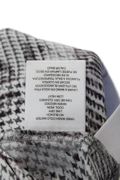 Rachel Rachel Roy Womens Houndstooth Long Sleeve V-Neck Blouse White Size 10
