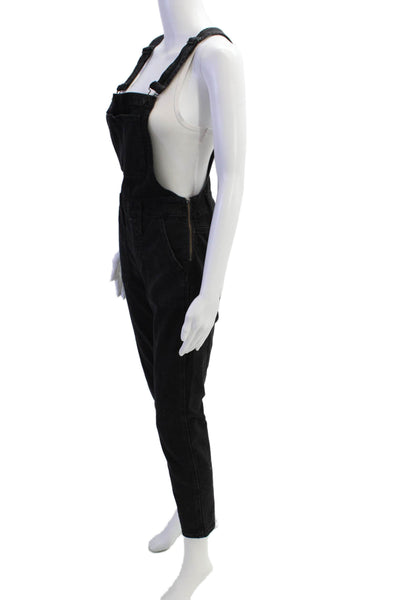 Madewell Womens Cotton Pocketed Side Zippered Denim Overalls Black Size XS