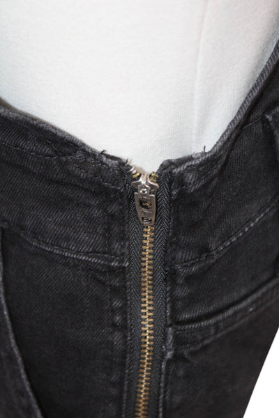 Madewell Womens Cotton Pocketed Side Zippered Denim Overalls Black Size XS