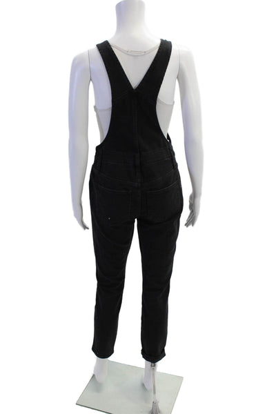Madewell Womens Cotton Pocketed Side Zippered Denim Overalls Black Size XS