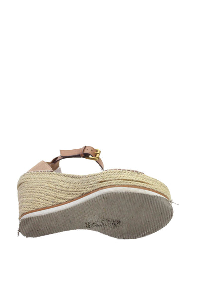 See by Chloe Womens Suede Platform Espadrille Wedge Sandals Beige Size 39 9